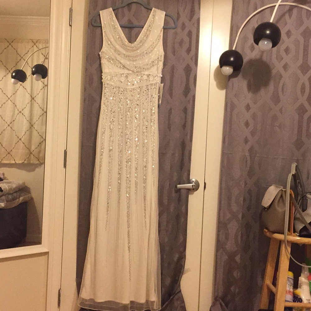 Patra / White Sequin Evening Dress / 6